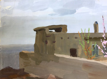 Gouache painting House on the cliff Chernikov Vladimir Mikhailovich