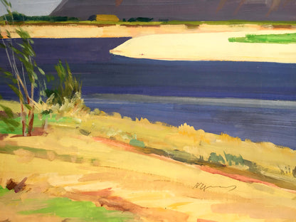 Gouache painting On the shore Chernikov Vladimir Mikhailovich