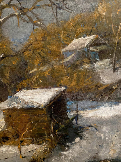 Oil painting Winter February day Oleg Litvinov