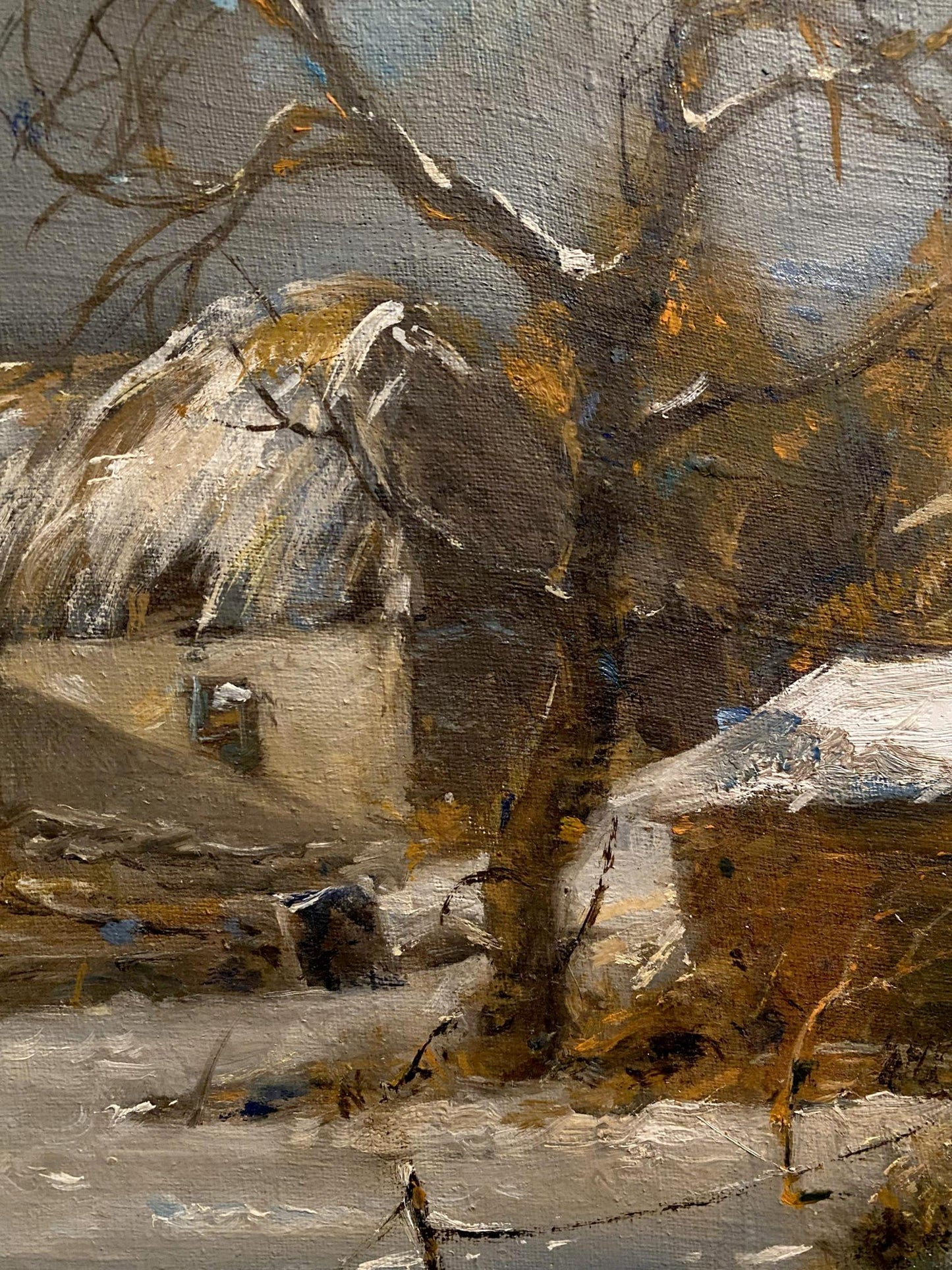 Oil painting Winter February day Oleg Litvinov