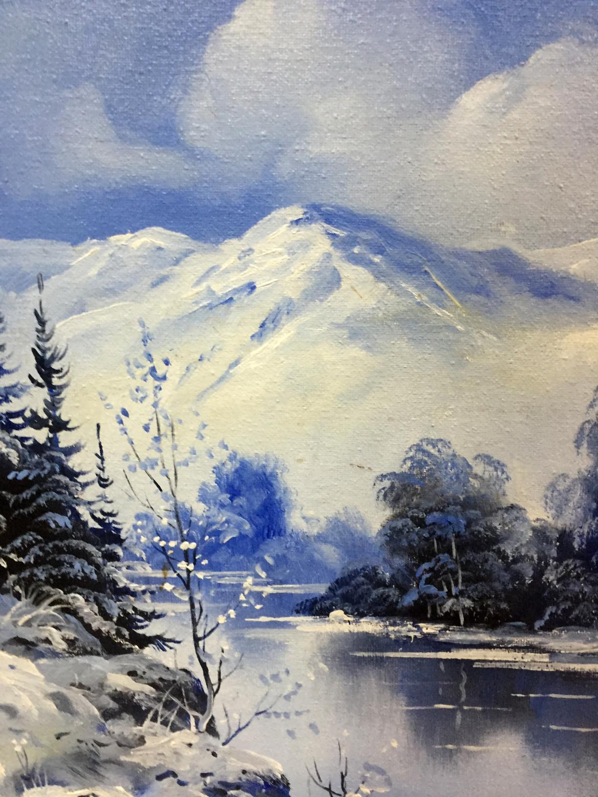 Oil painting Winter landscape original picture painter
