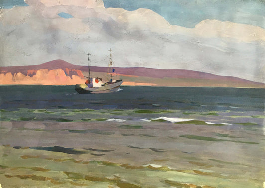 Gouache painting Sailing horizon at sea Vladimir Chernikov