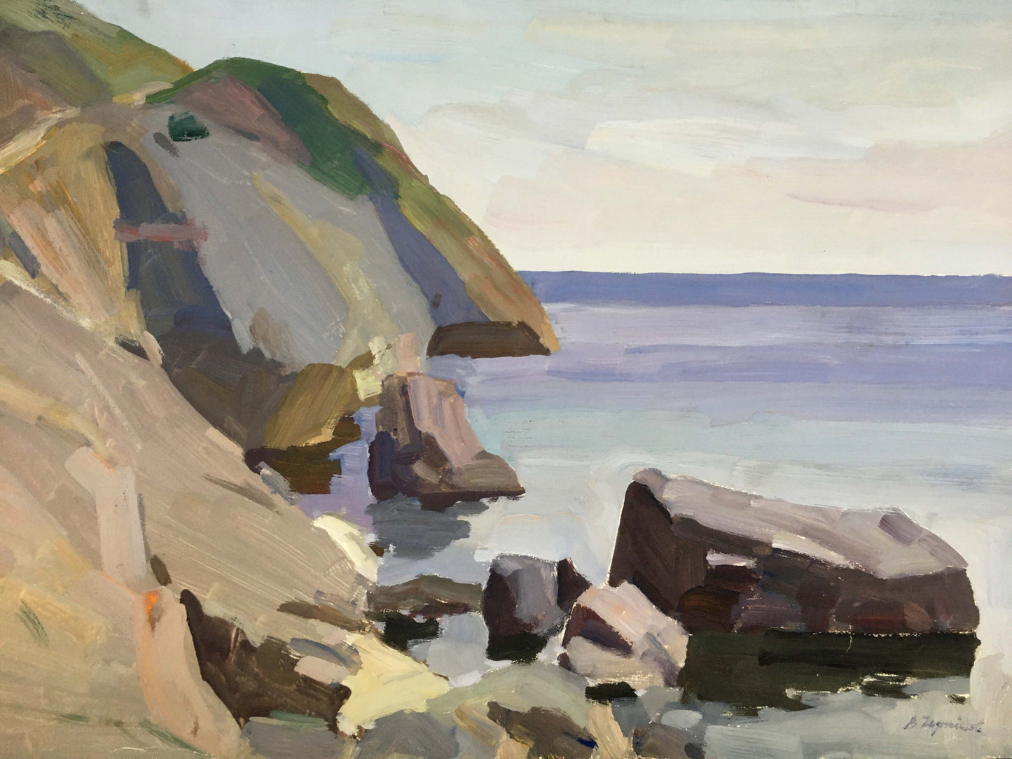Gouache painting Rocky shore Chernikov Vladimir Mikhailovich