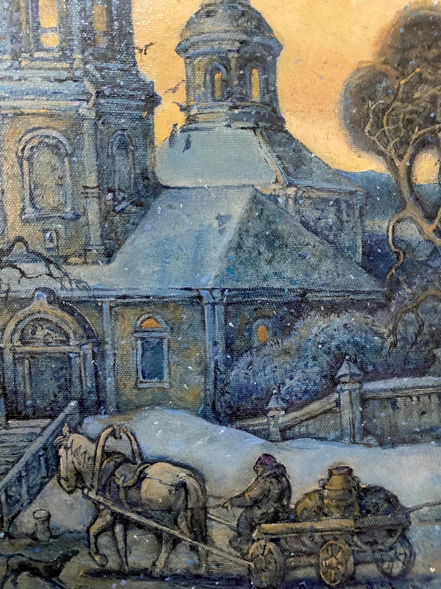 Oil painting Winter Scene at the Church Oleg Litvinov