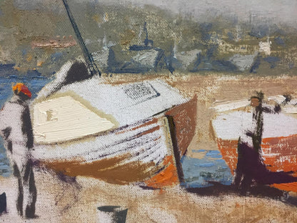 Oil painting Boats Alexey Fedorovich Vlasov