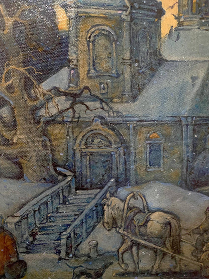 Oil painting Winter Scene at the Church Oleg Litvinov