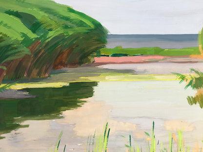 Gouache painting River landscape Chernikov Vladimir Mikhailovich