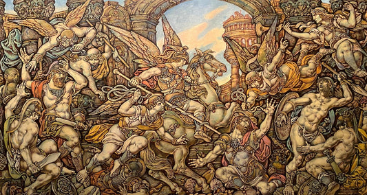 Oil painting The expulsion of Iliodorus from the temple Litvinov Oleg Arkad'yevich