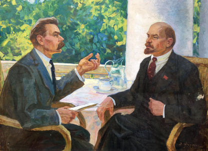 Social realism oil painting Lenin and Gorky in Gorki Fedorchuk Vasily Fedorovich