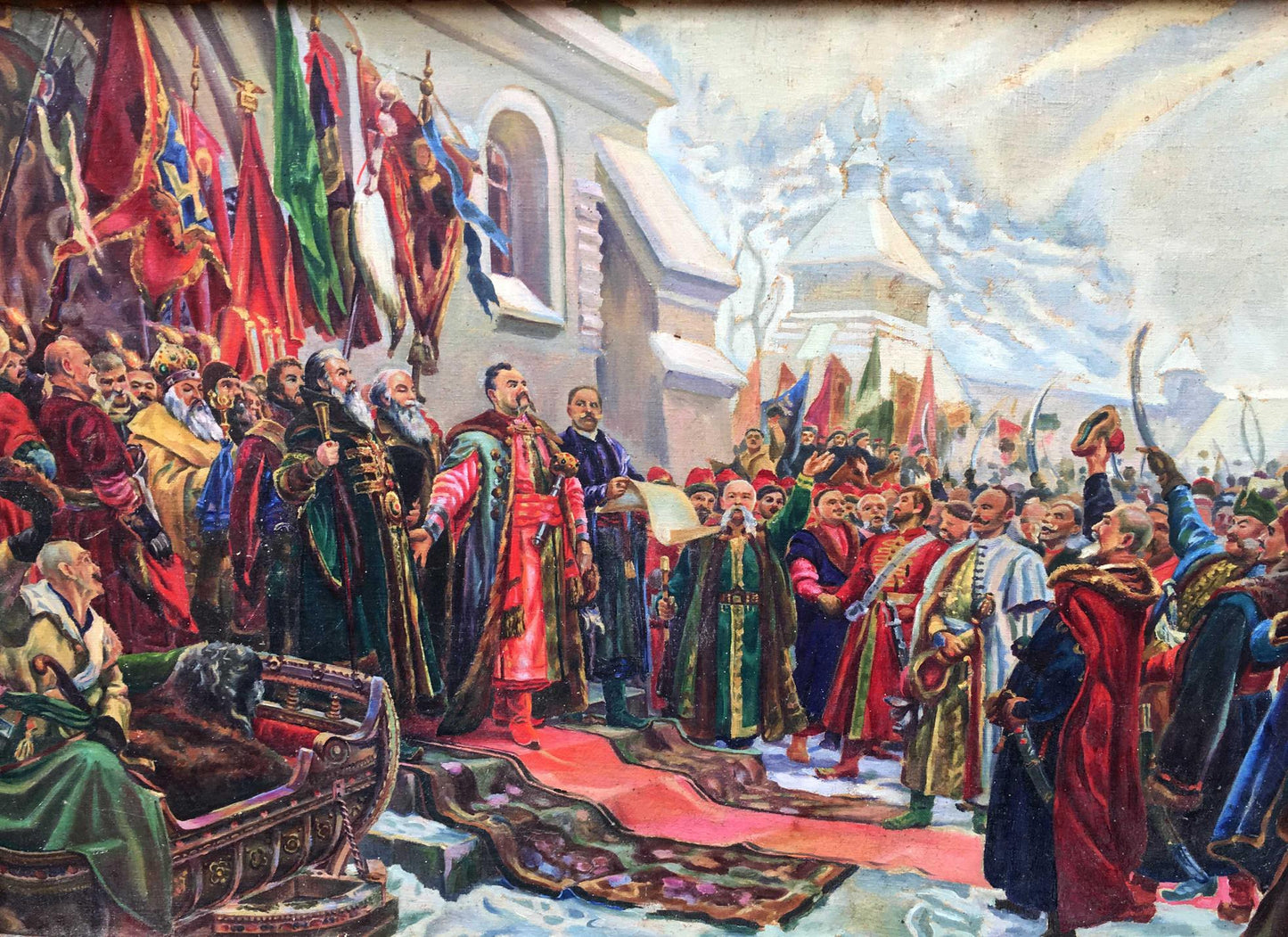 Oil painting The reunification of Ukraine and Russia