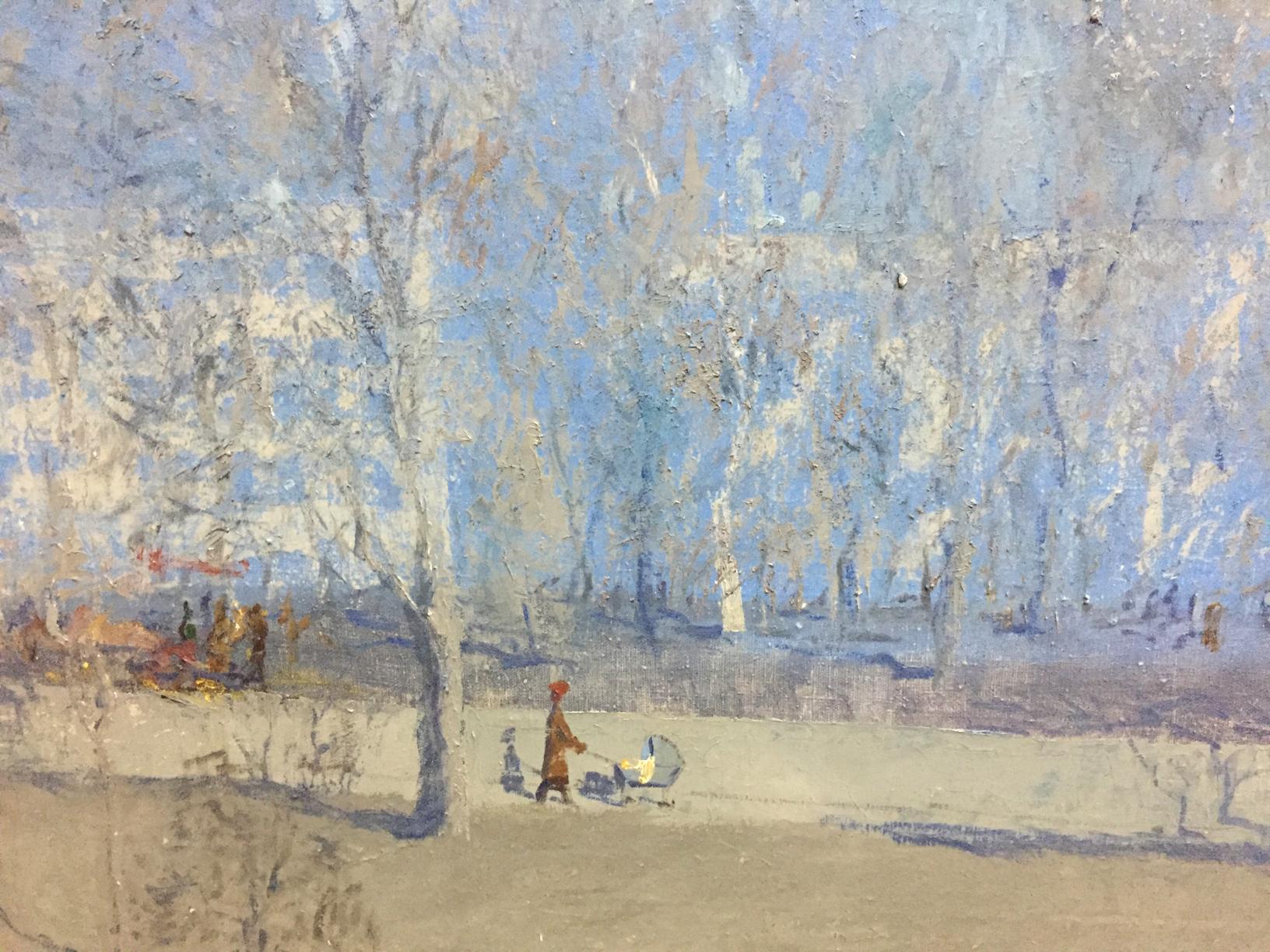 Alexey Fedorovich Vlasov's oil painting depicts a blue spring