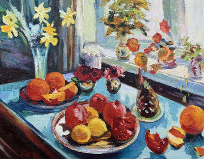 Oil painting Still life in the kitchen