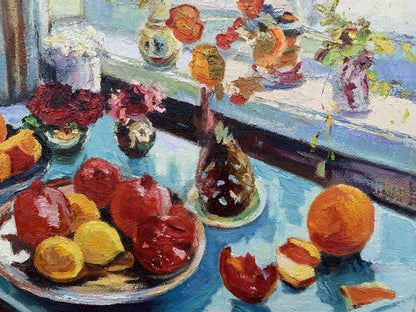 Oil painting Still life in the kitchen