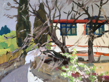 Gouache painting House on the outskirts Chernikov Vladimir Mikhailovich