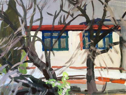 Gouache painting Home in the Hills Vladimir Chernikov