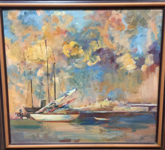 Oil painting Ships original picture painter