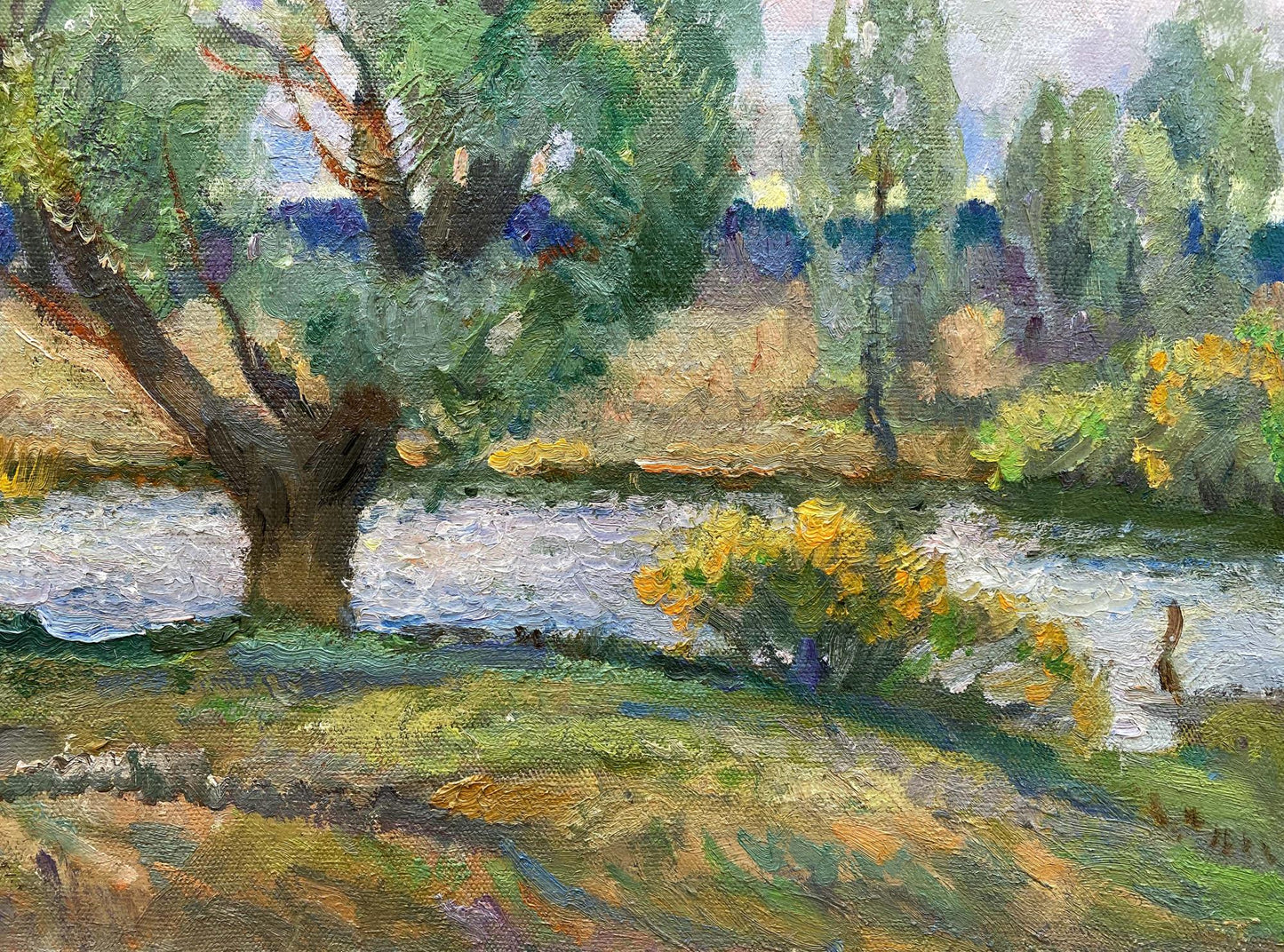 Oil painting Small lake in the forest Alexander Mynka