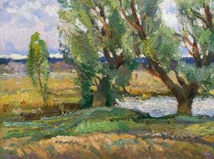 Oil painting Small lake in the forest Alexander Mynka