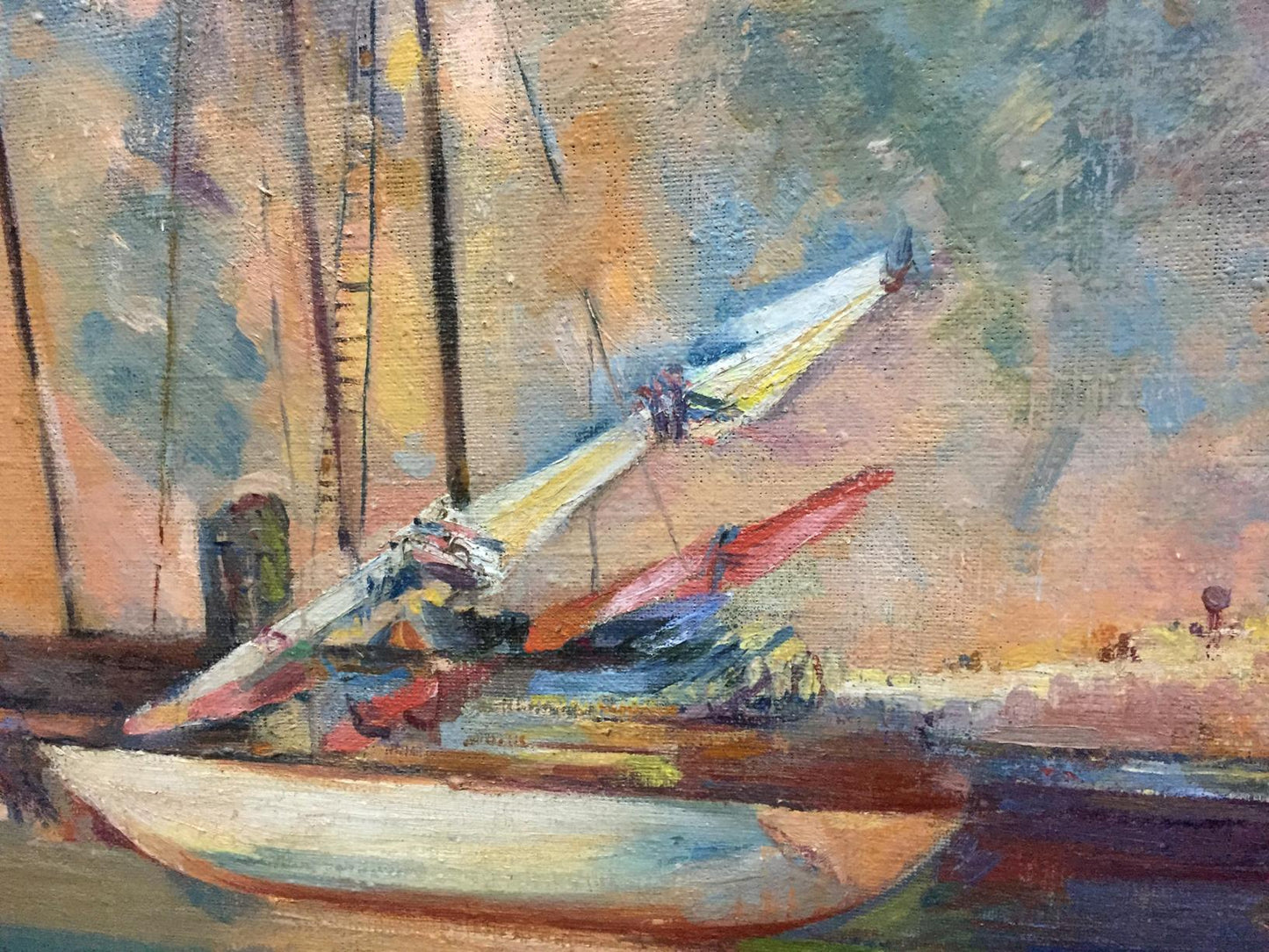 Oil painting Ships original picture painter