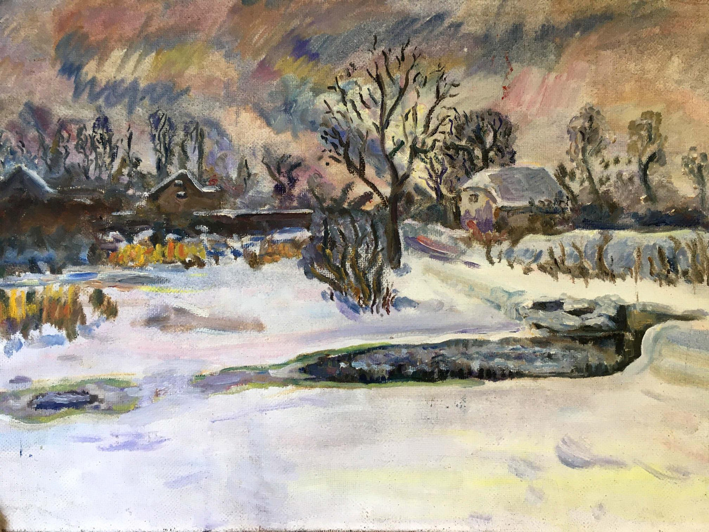 Oil painting Winter landscape Chernikov Vladimir Mikhailovich