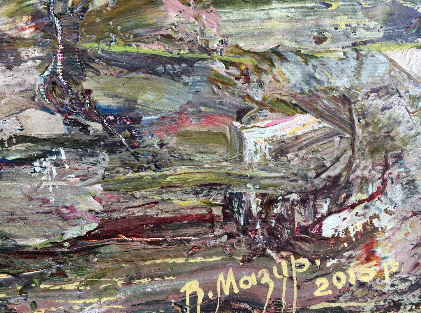 Abstract oil painting On the outskirts of the village Mazur Vladimir