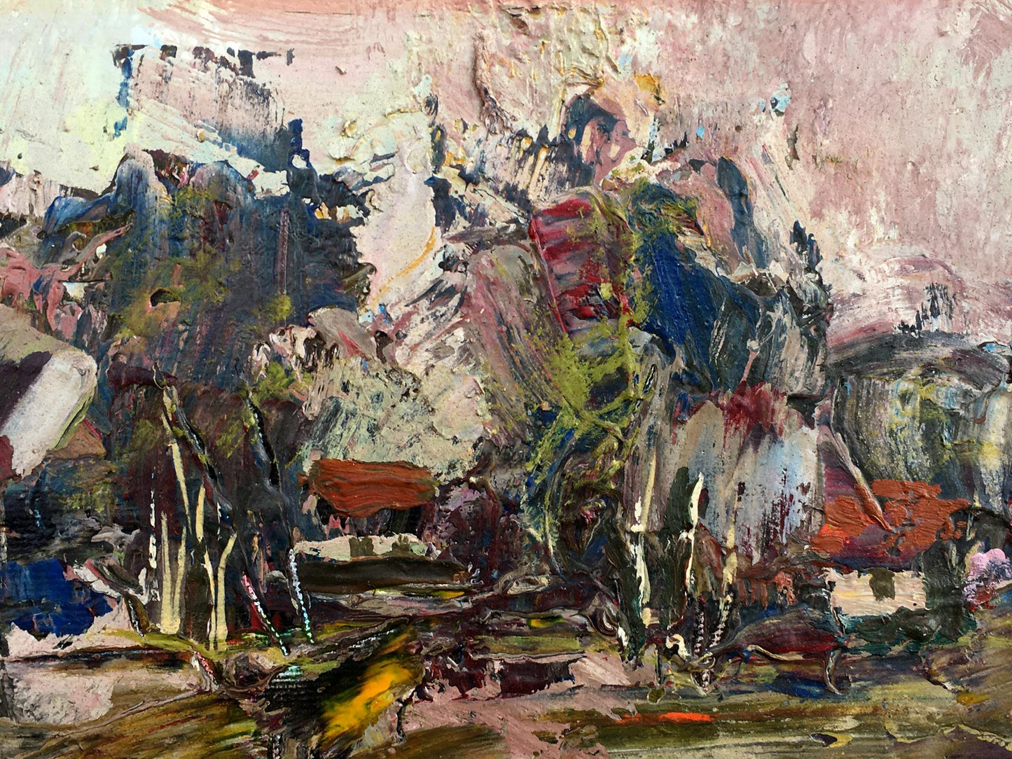 Abstract oil painting On the outskirts of the village Mazur Vladimir