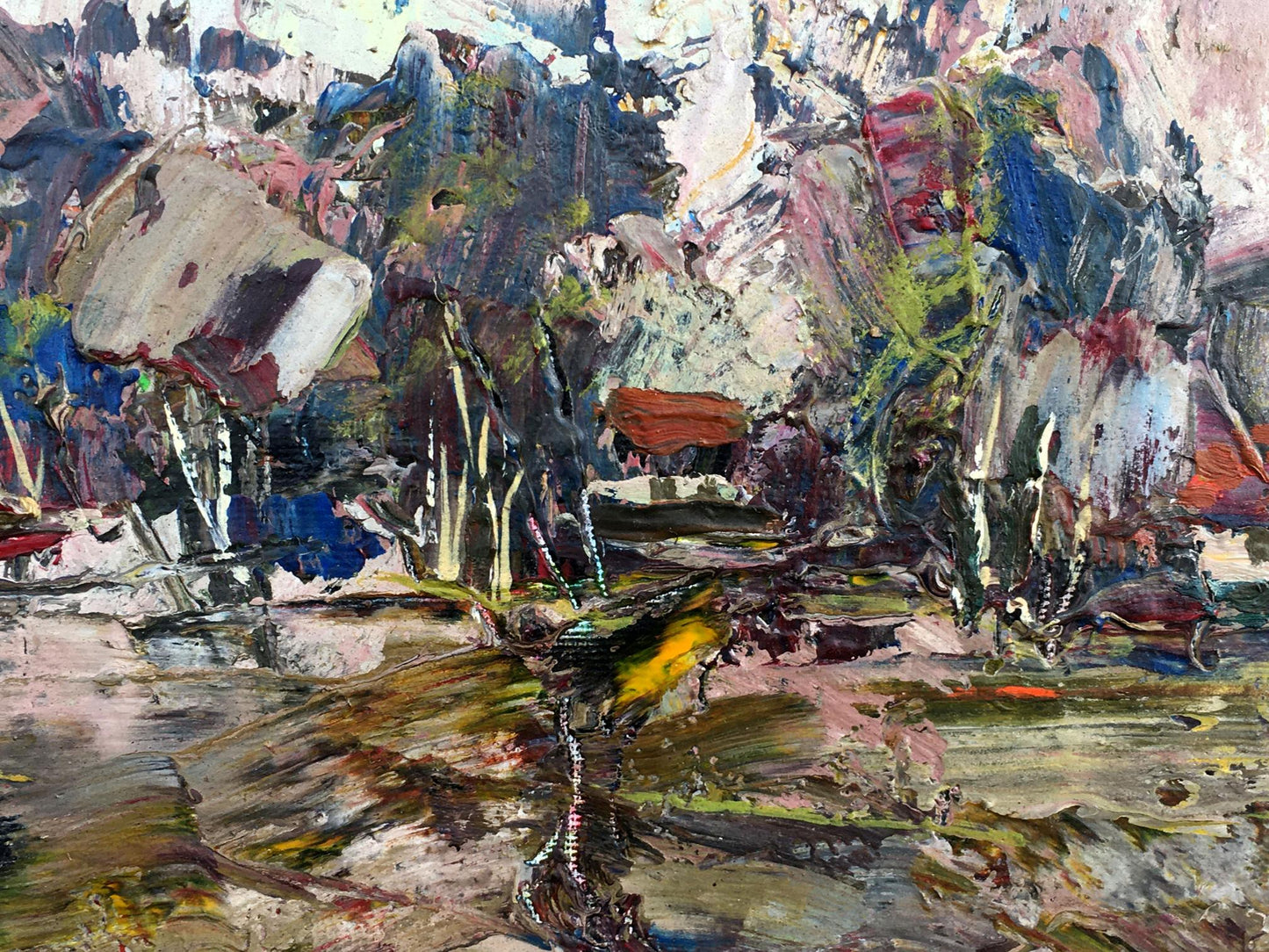 Abstract oil painting On the outskirts of the village Mazur Vladimir