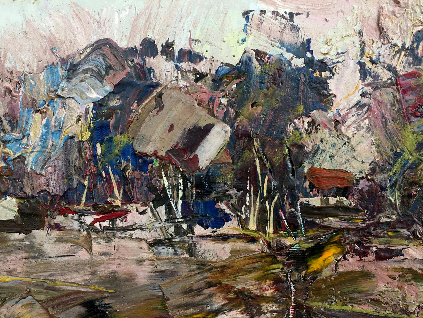 Abstract oil painting On the outskirts of the village Mazur Vladimir