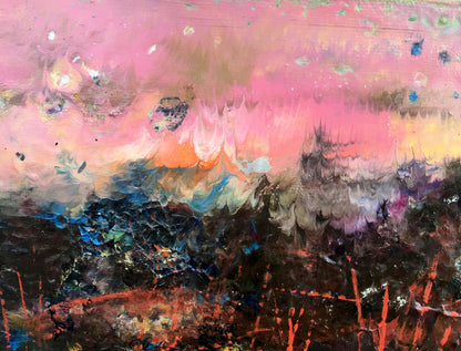 Vladimir Mazur's Oil Painting: Abstract Nightfall Silhouette