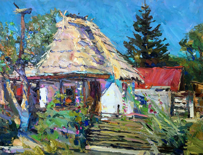 Oil painting Mallows bloom Zaborovsky Leonid Alexandrovich