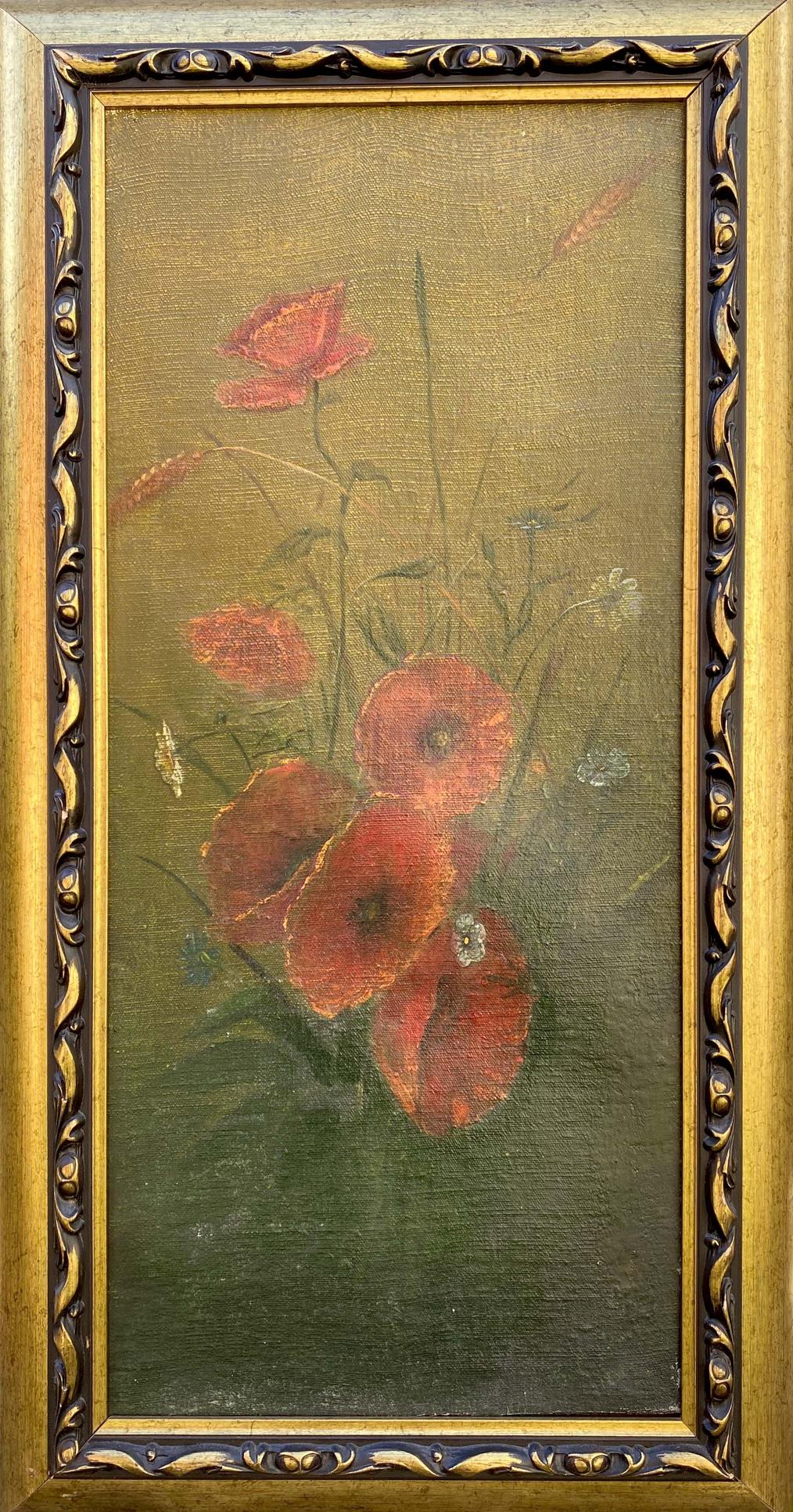 Oil painting Fresh poppies and chamomiles Unknown artist