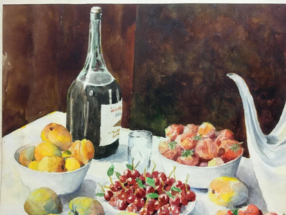 Watercolor painting Still life with strawberries Yaremchenko V.