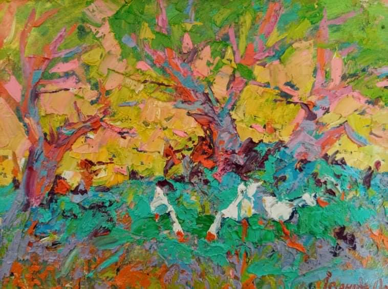 Oil painting In the shade of the garden Ivanyuk Alex