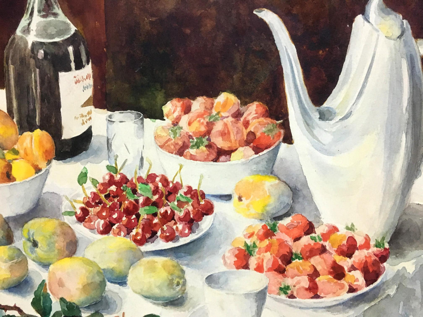 Watercolor painting Still life with strawberries Yaremchenko V.