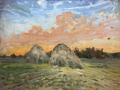 Oil painting Sunset Over the Fields Alexander Cherkass