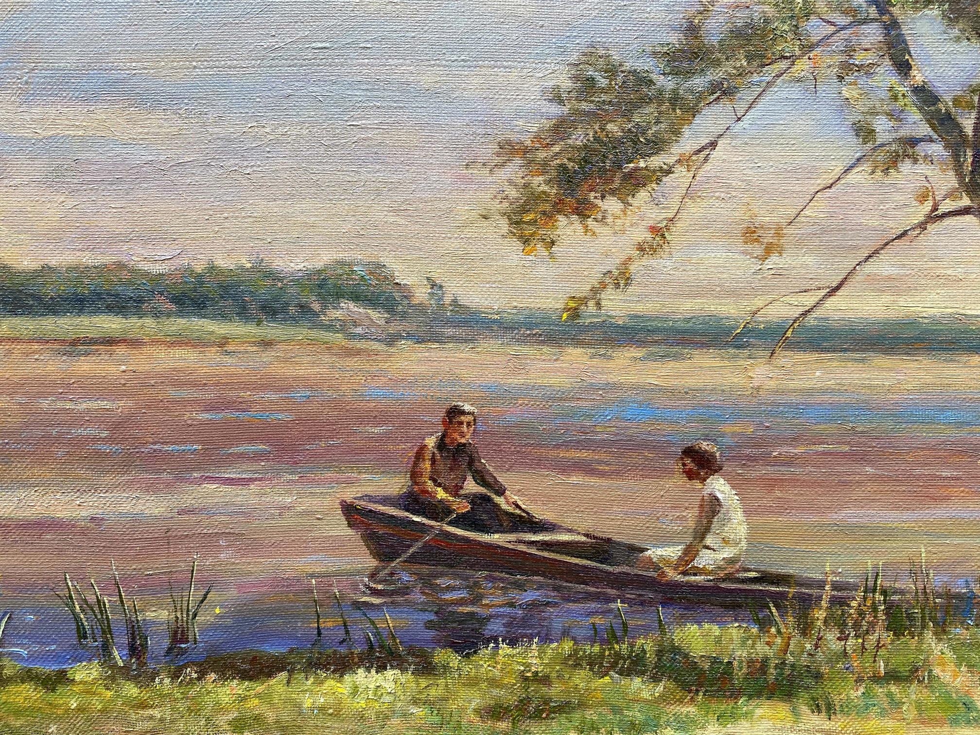 Oil painting Romantic evening Les Vladimir Stepanovich