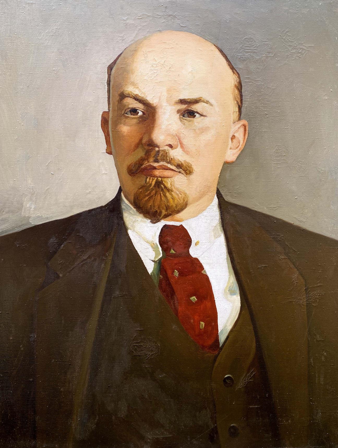 Oil painting Portrait of Lenin before the meeting Unknown artist