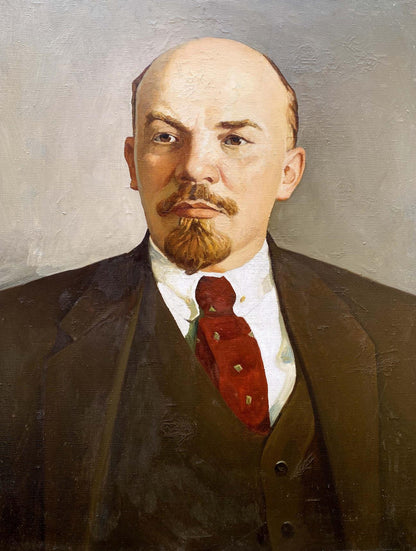 Oil painting Portrait of Lenin before the meeting Unknown artist