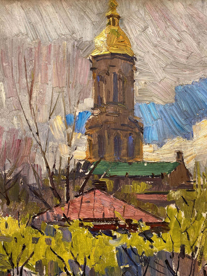 Oil painting Church landscape Belsky Mikhail Gavrilovich