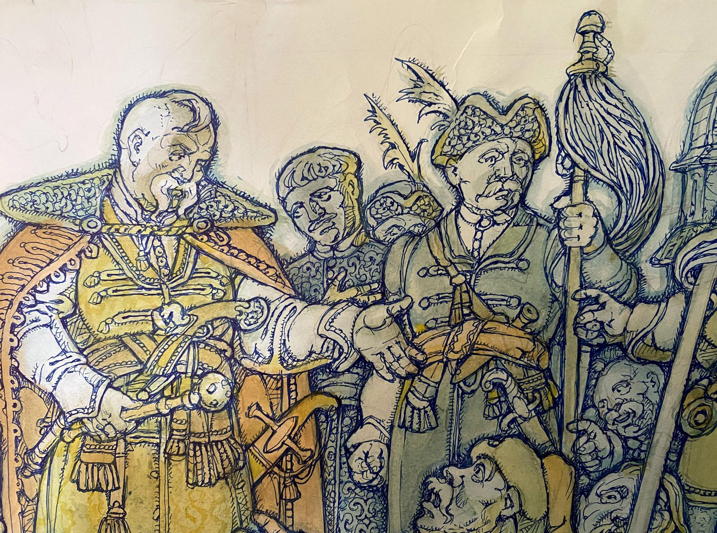 Ink painting Gogol and Taras Bulba Litvinov Oleg Arkad'yevich