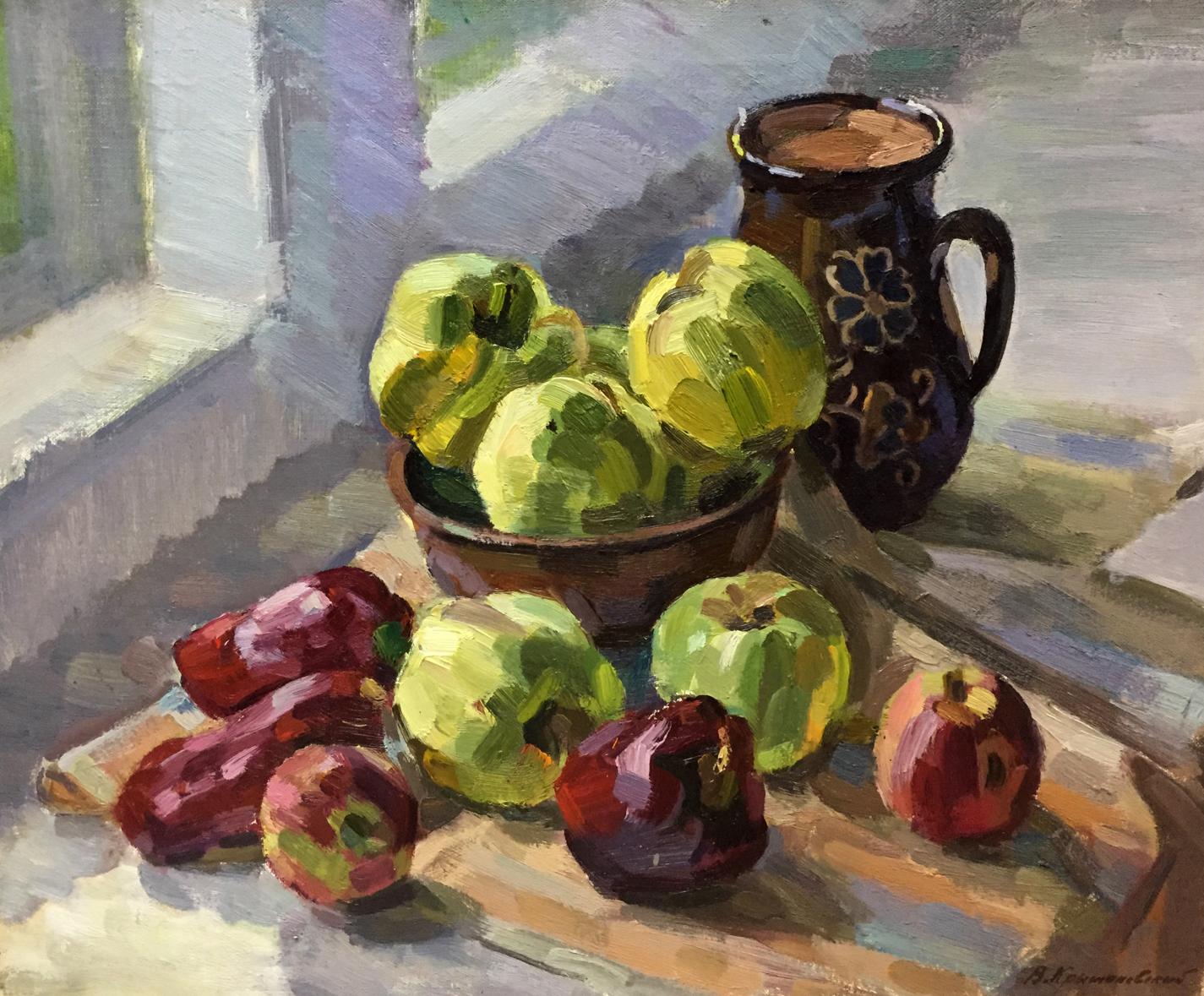 Oil painting Apples and peppers Kryzhanivskyi Viktor Vladimirovich