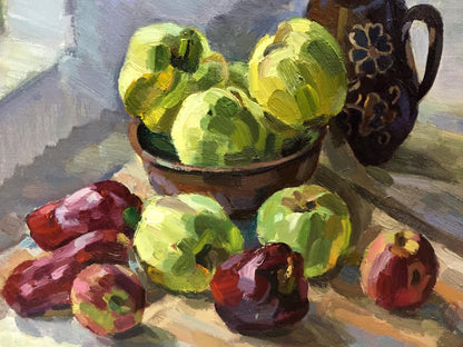 Oil painting Apples and peppers Kryzhanivskyi Viktor Vladimirovich