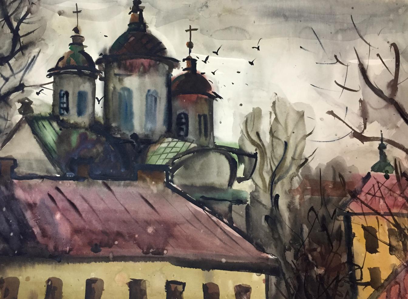 Watercolor painting Church Kryzhanivskyi Viktor Vladimirovich