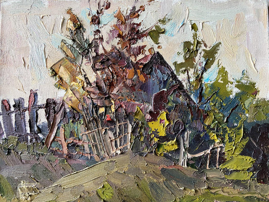 Oil painting Abandoned village Gaponchenko Ivan Ivanovich