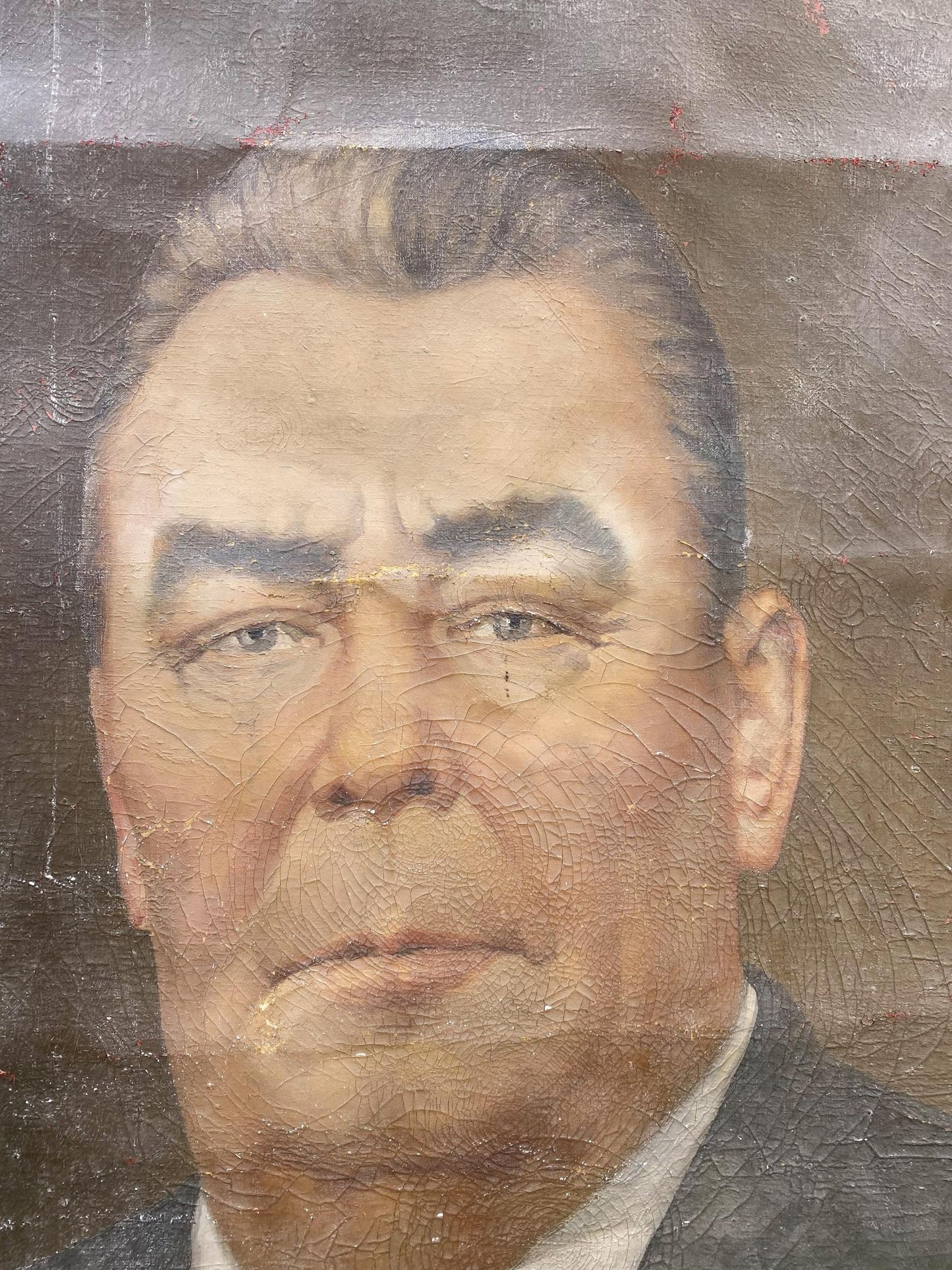 Social realism oil painting Portrait of Brezhnev Unknown author