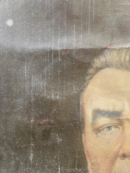 Social realism oil painting Portrait of Brezhnev Unknown author