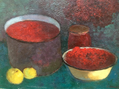 Oil painting Viburnum and apples Tsyupka Ivan Kirillovich