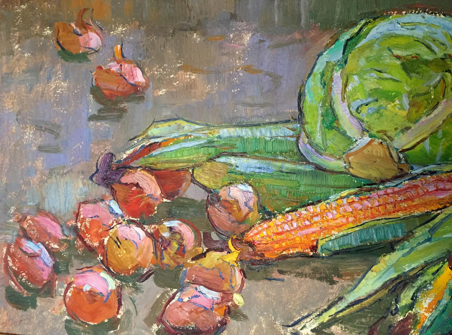 Oil painting Still life with corn Chehodar Vasyl