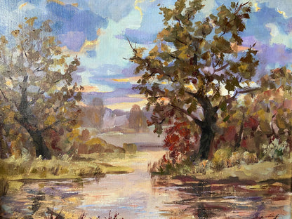 Oil painting Autumn evening Gaponchenko Ivan Ivanovich