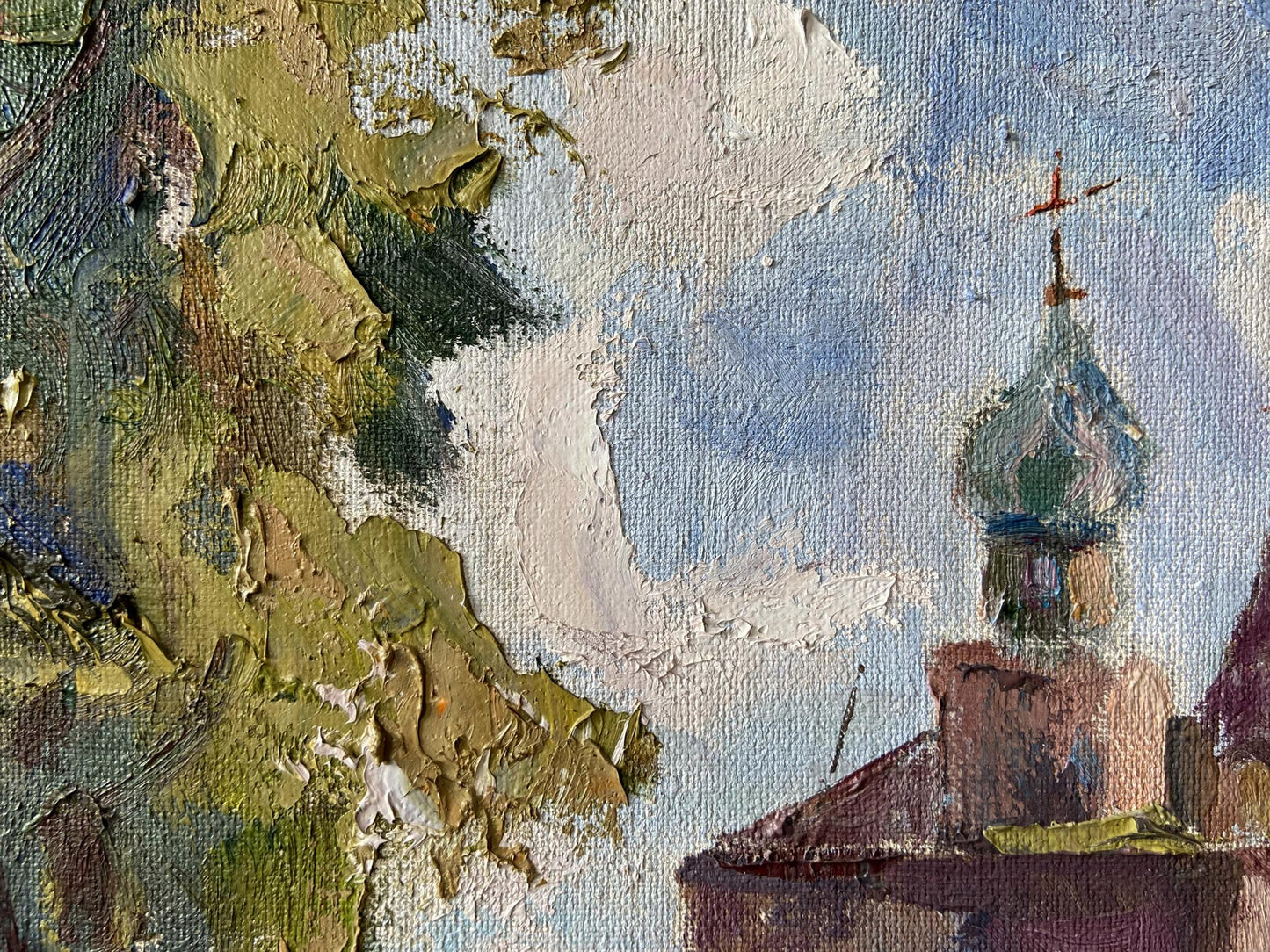 Oil painting Landscape with a church Gaponchenko Ivan Ivanovich